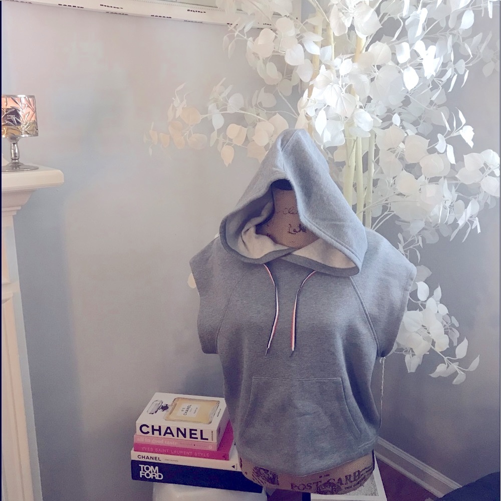 Heather Grey Cropped Hooded Sweat Shirt